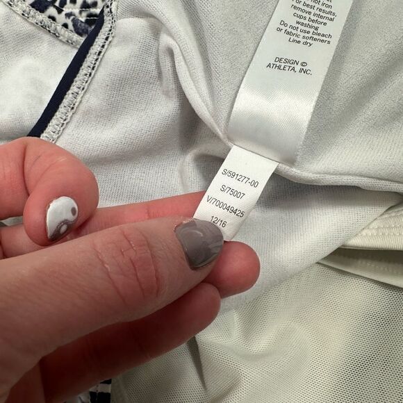 Athleta Navy Blue & White Leopard Print Zimbabwe One Piece Swimsuit Size 36 B/C - Picture 8 of 12